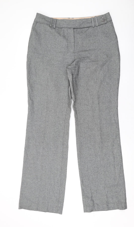 NEXT Womens Grey Polyester Trousers Size 12 L32 in Regular Zip