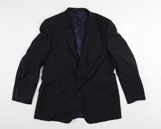 Autograph Mens Blue Striped Wool Jacket Suit Jacket Size 44 Regular