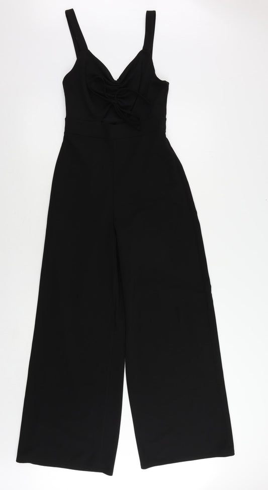 New Look Womens Black Polyester Jumpsuit One-Piece Size 8 L30 in Pullover - Ruched Detail