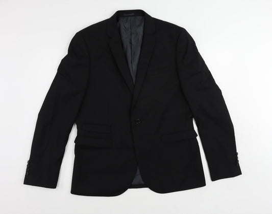 NEXT Mens Black Polyester Jacket Suit Jacket Size 42 Regular