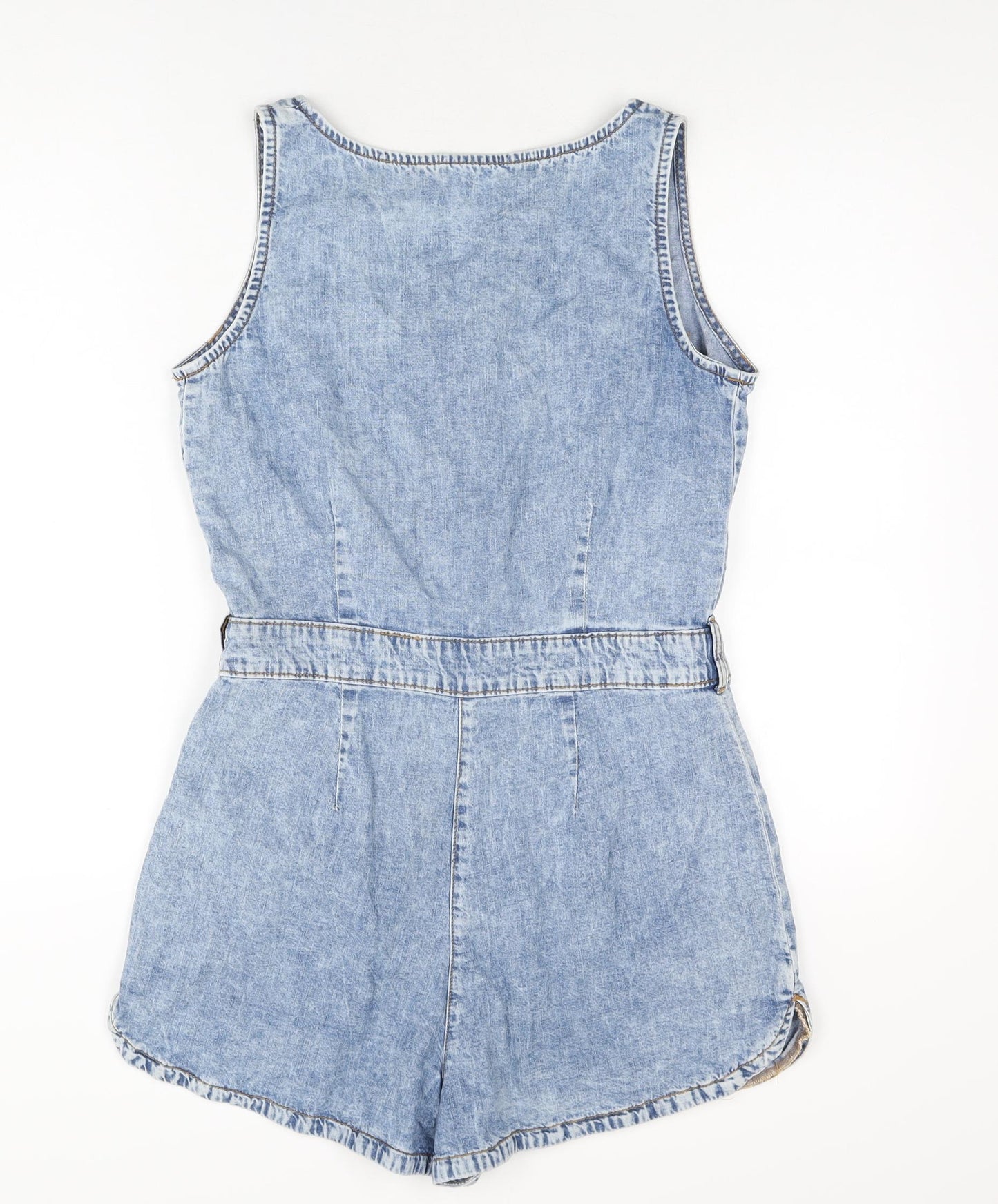 New Look Womens Blue Cotton Playsuit One-Piece Size 12 L3 in Snap