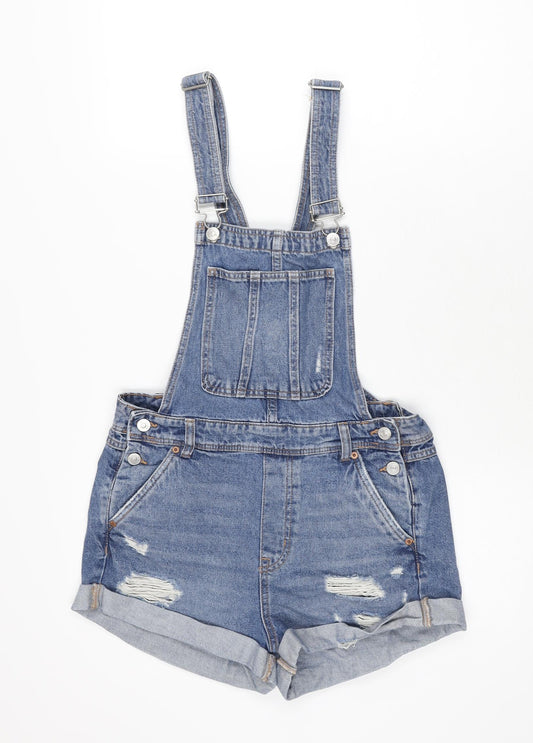 H&M Womens Blue Cotton Dungaree One-Piece Size 8 L3 in Button