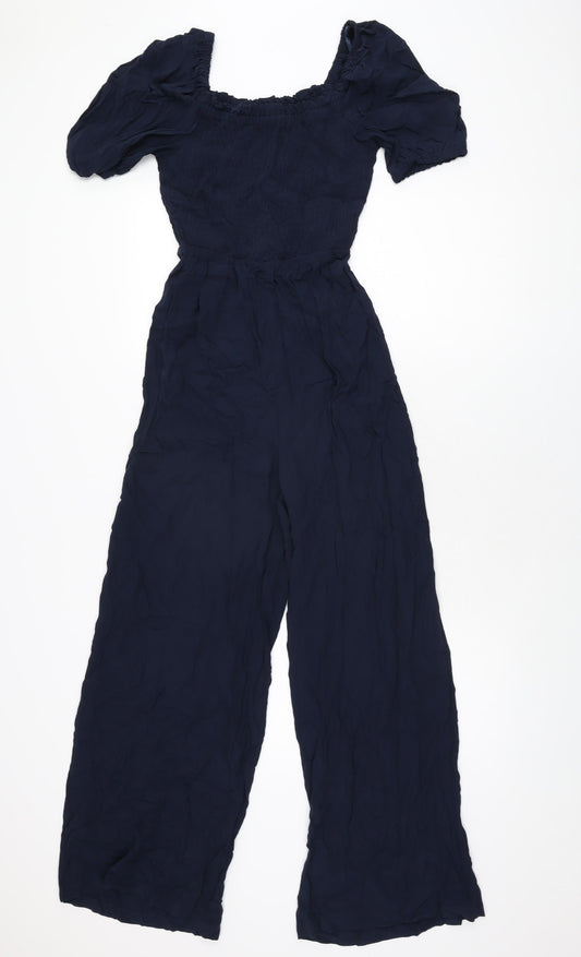 Marks and Spencer Womens Blue Viscose Jumpsuit One-Piece Size 8 L28 in Pullover