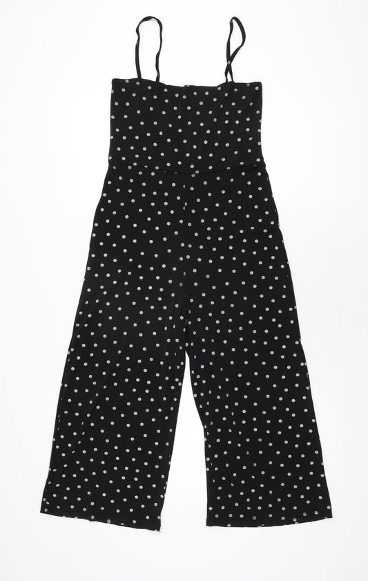 Boohoo Womens Black Polka Dot Polyester Jumpsuit One-Piece Size 8 L19 in Pullover