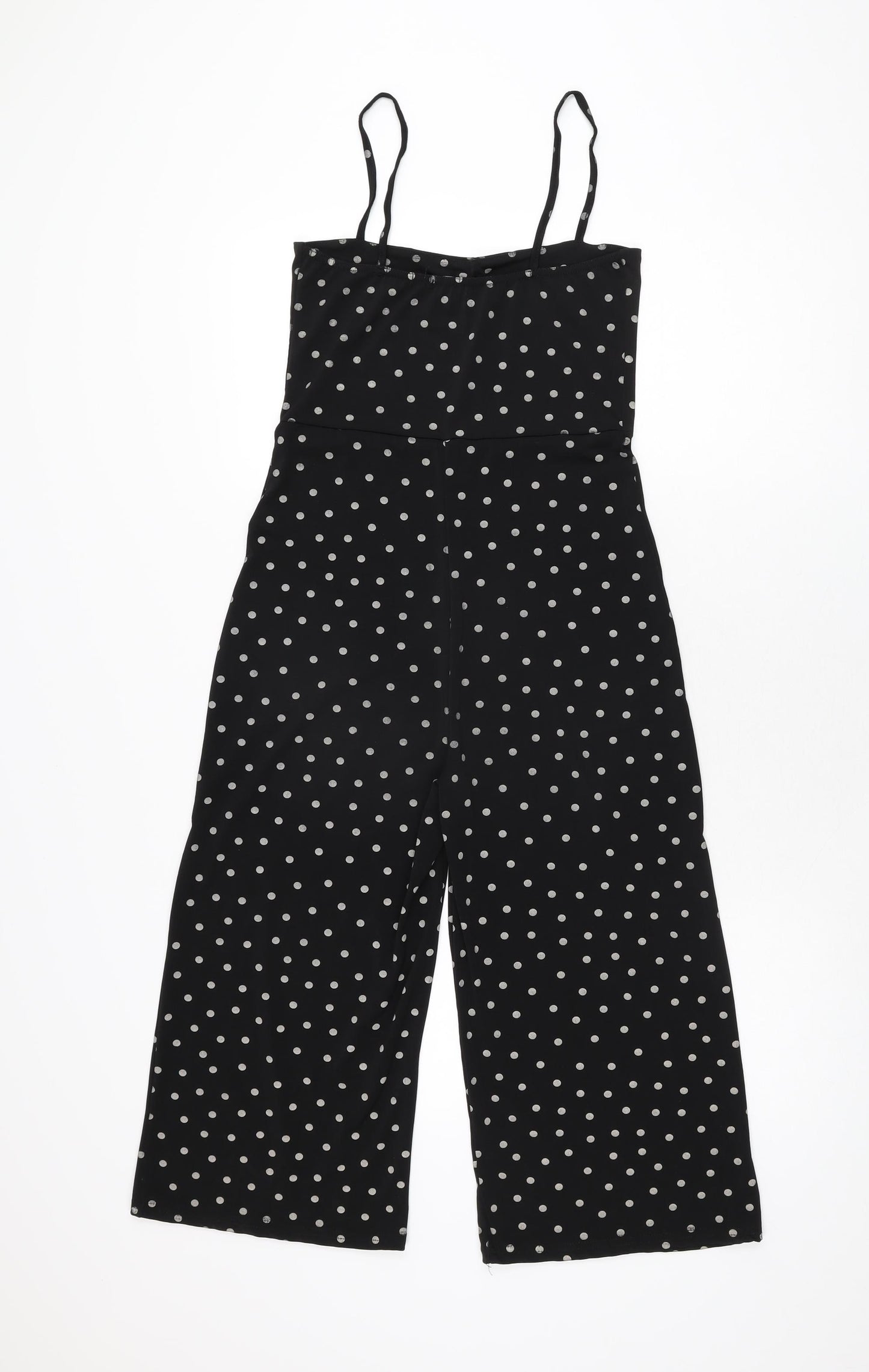 Boohoo Womens Black Polka Dot Polyester Jumpsuit One-Piece Size 8 L19 in Pullover