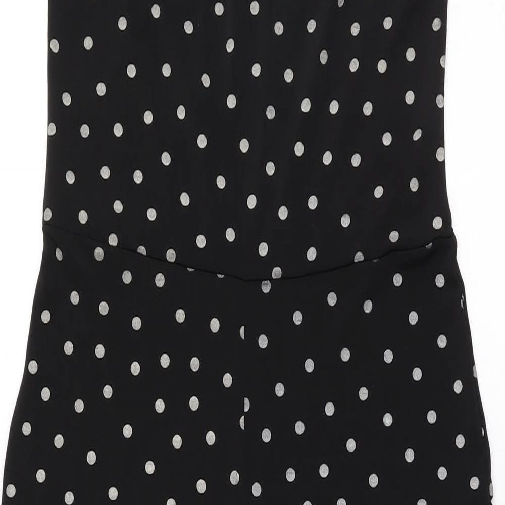 Boohoo Womens Black Polka Dot Polyester Jumpsuit One-Piece Size 8 L19 in Pullover