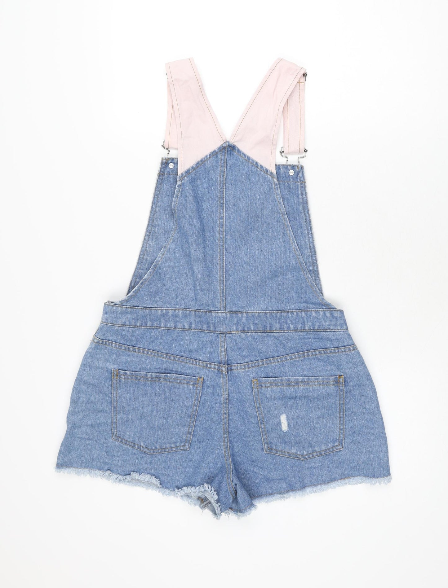 Missguided Womens Blue Cotton Dungaree One-Piece Size 12 L3 in Button