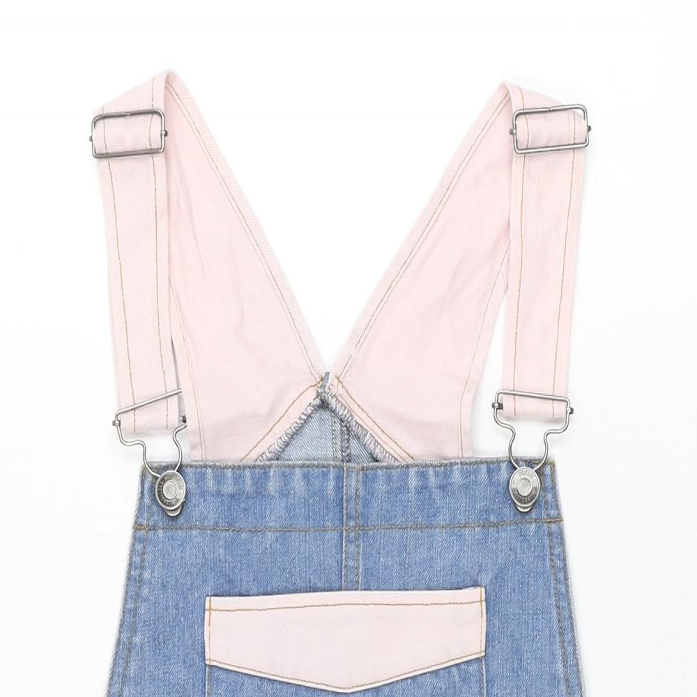 Missguided Womens Blue Cotton Dungaree One-Piece Size 12 L3 in Button