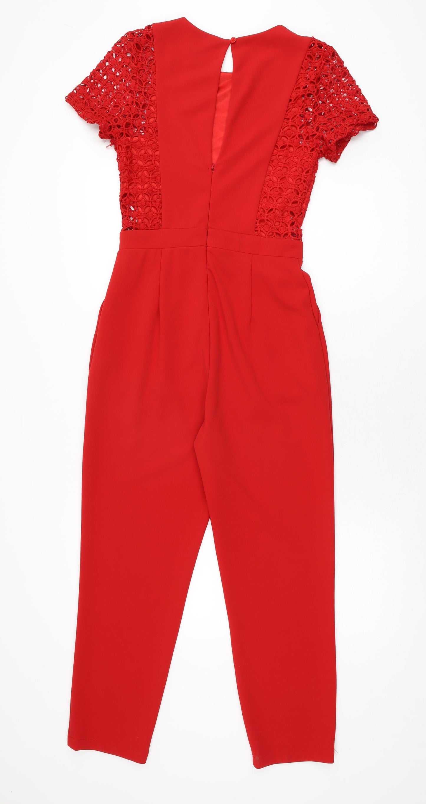 New Look Womens Red Polyester Jumpsuit One-Piece Size 8 L25 in Zip