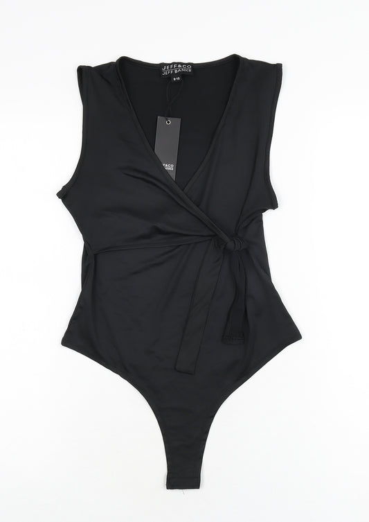 Jeff Banks Womens Black Polyester Bodysuit One-Piece Size 8 Snap - Size 8-10