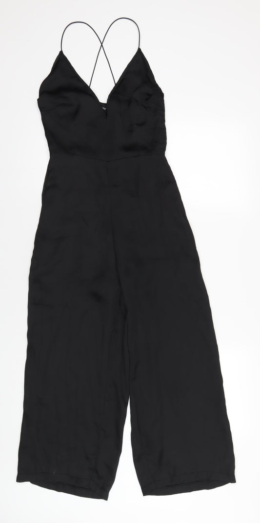 PRETTYLITTLETHING Womens Black Polyester Jumpsuit One-Piece Size 8 L24 in Zip