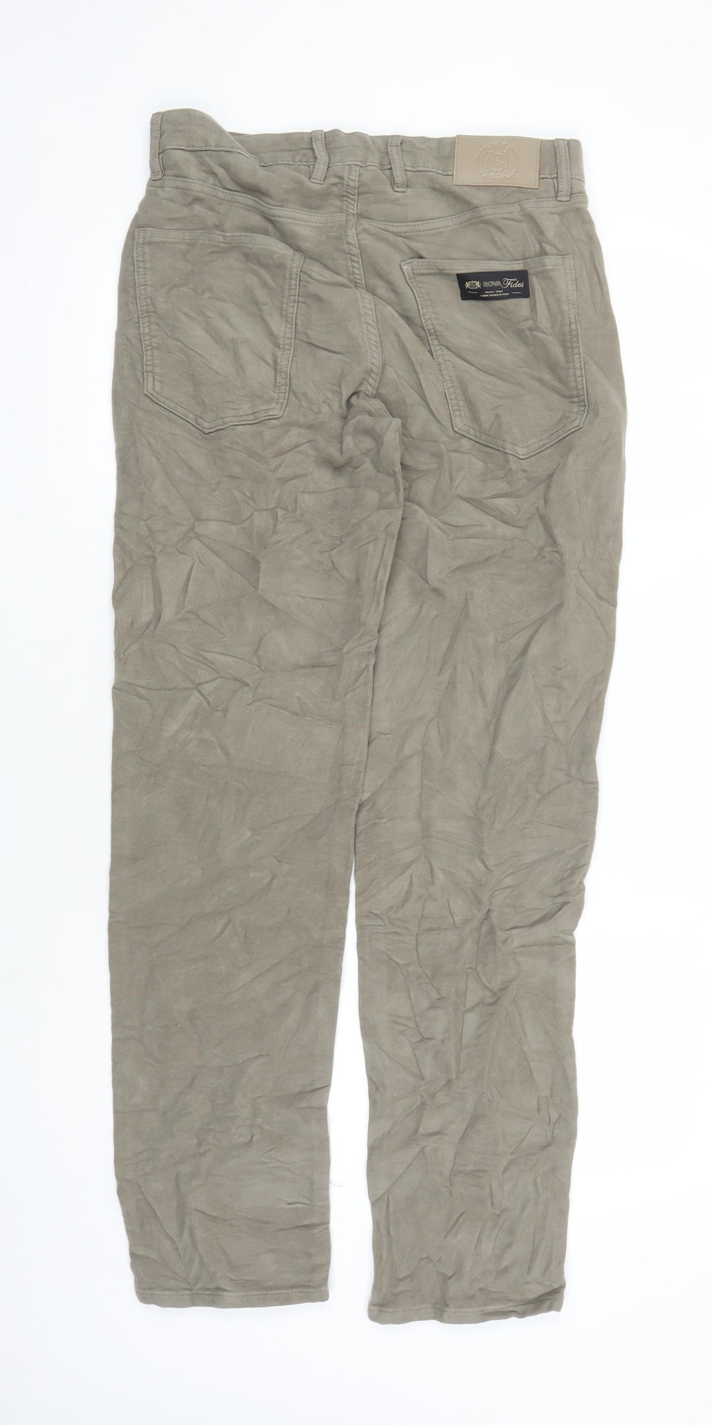 Marks and Spencer Mens Beige Cotton Trousers Size 30 in L33 in Regular Zip - Pockets