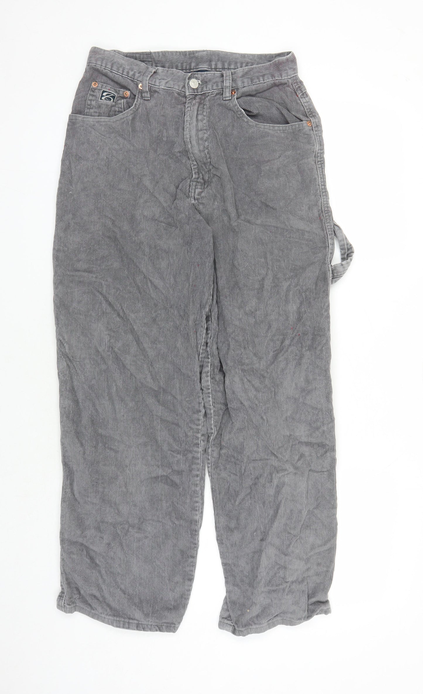 Three Sixty Mens Grey Cotton Trousers Size 30 in L27 in Regular Zip - Pockets Long Leg