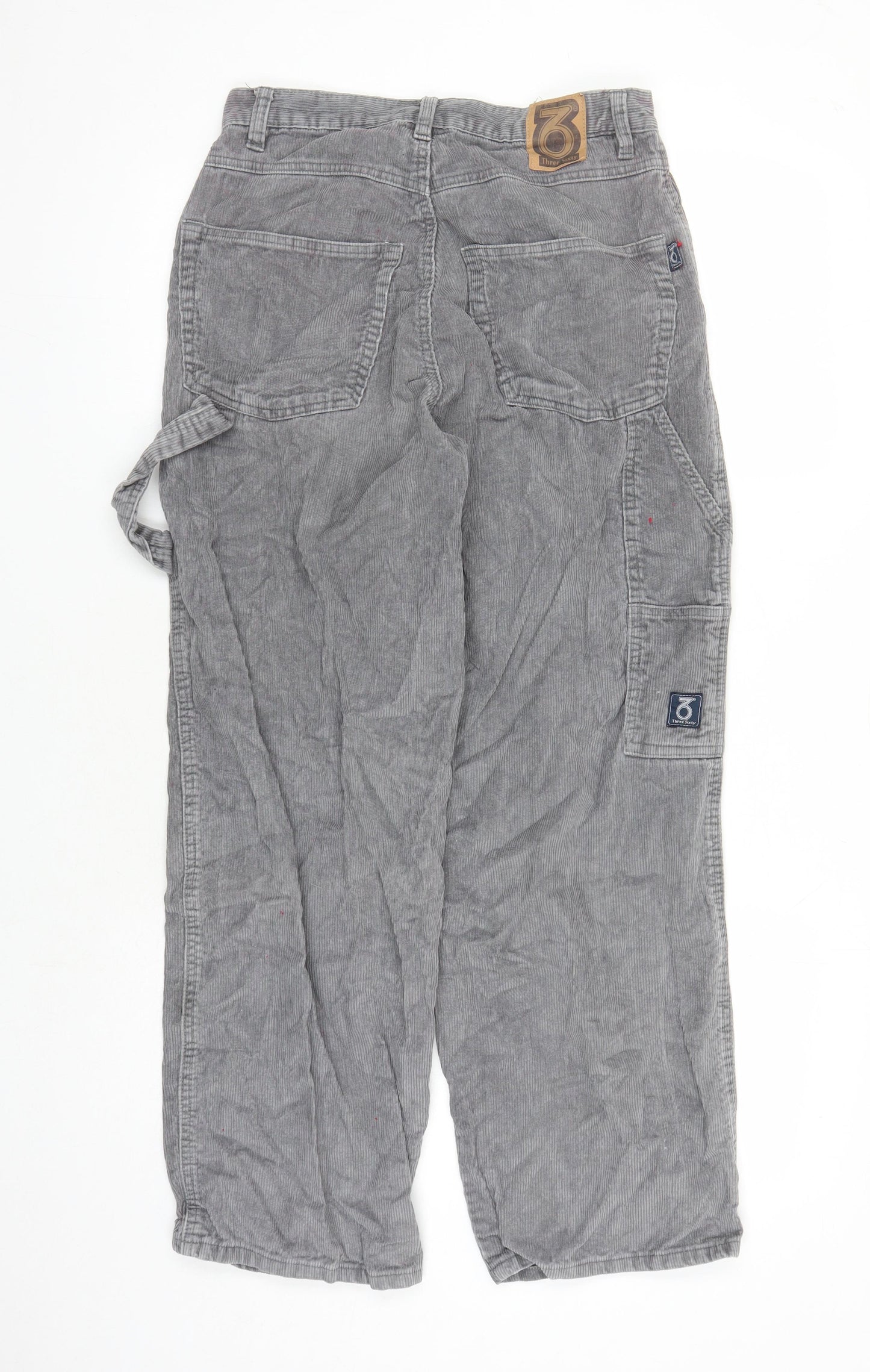 Three Sixty Mens Grey Cotton Trousers Size 30 in L27 in Regular Zip - Pockets Long Leg