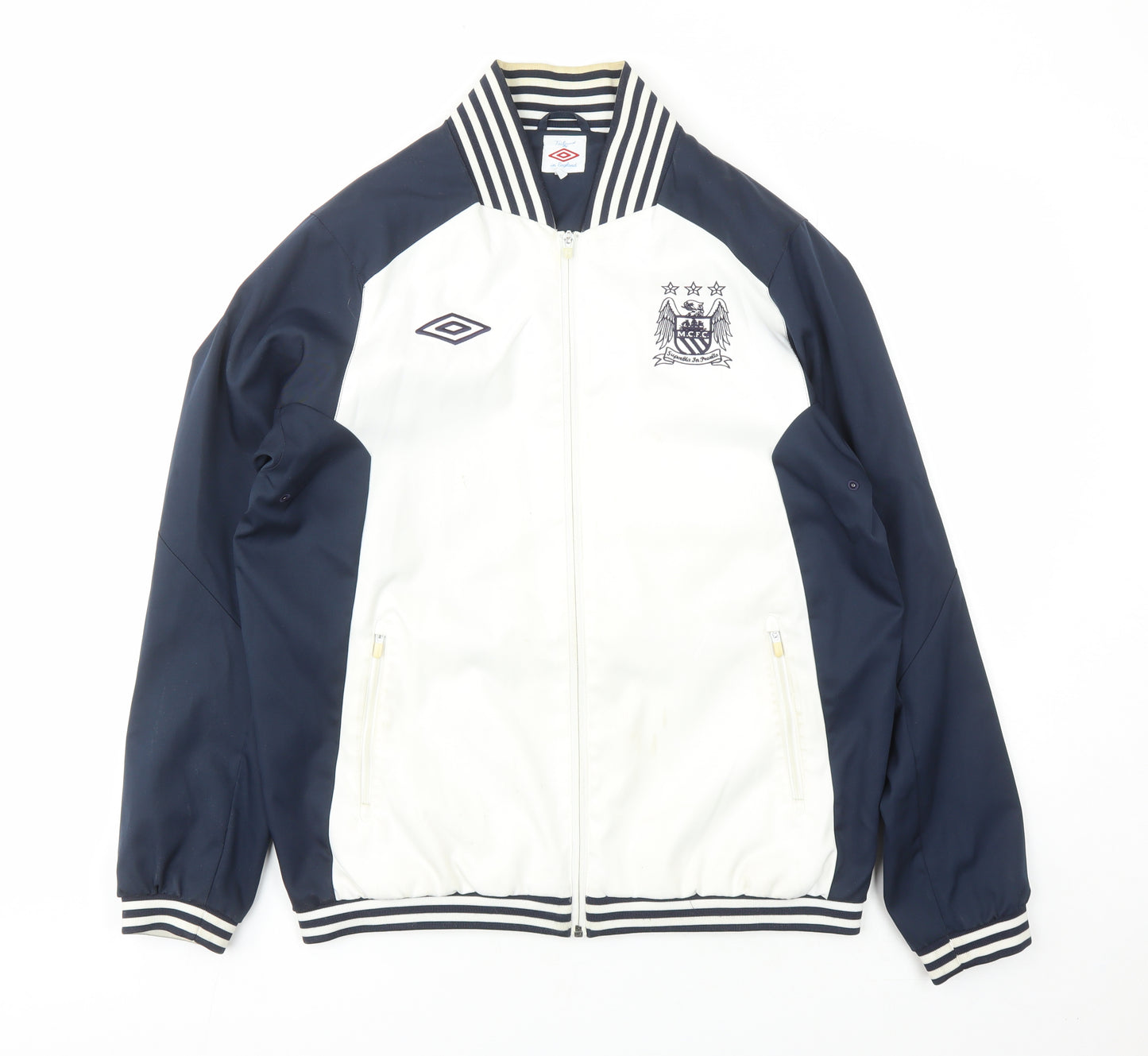 Manchester City FC Mens White Jacket Size L Zip - Football