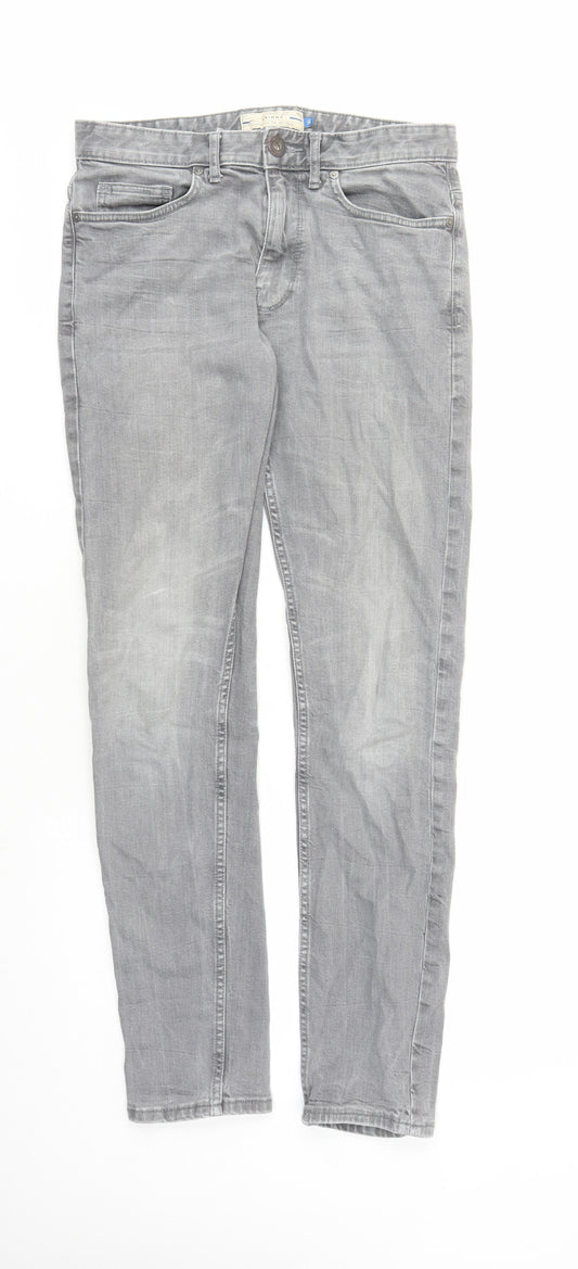 NEXT Mens Grey Cotton Skinny Jeans Size 30 in L31 in Regular Zip - Pockets