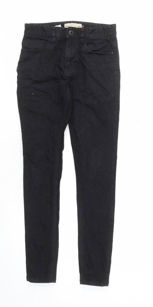 NEXT Mens Black Cotton Skinny Jeans Size 28 in L30 in Regular Zip - Pockets