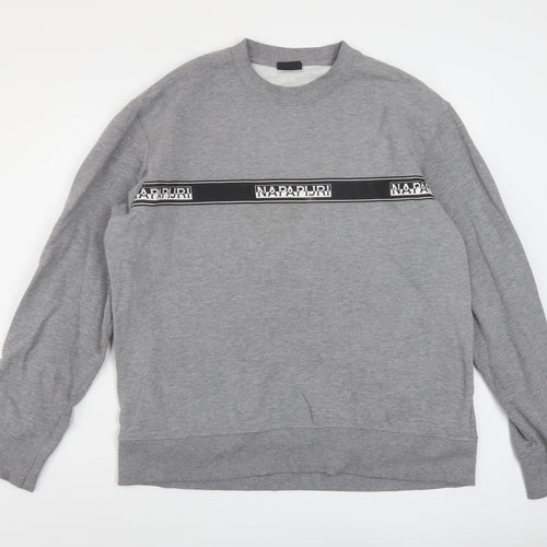 Napapijri Mens Grey Cotton Pullover Sweatshirt Size L