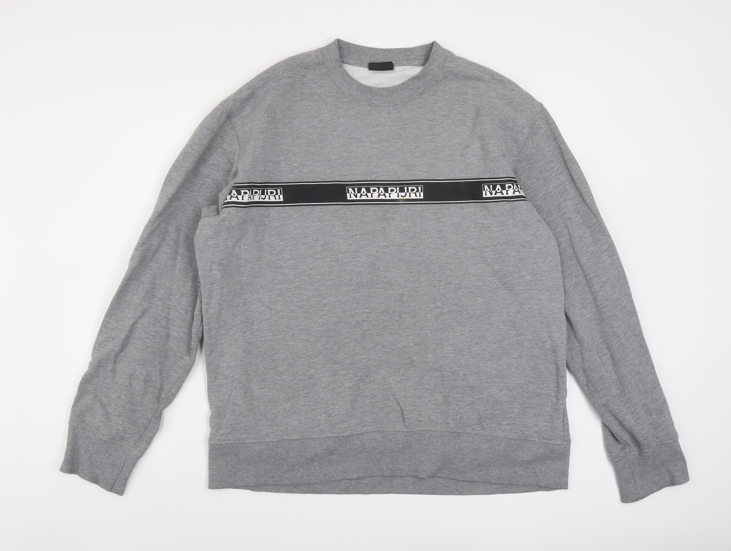 Napapijri Mens Grey Cotton Pullover Sweatshirt Size L