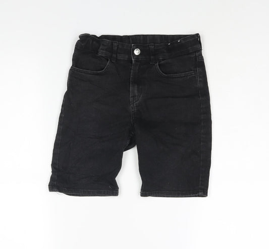 H&M Boys Black Cotton Bermuda Shorts Size 9-10 Years L6 in Regular Zip