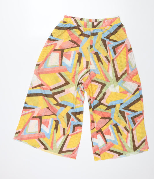 Zara Womens Multicoloured Geometric Polyester Cropped Trousers Size M L20 in Regular