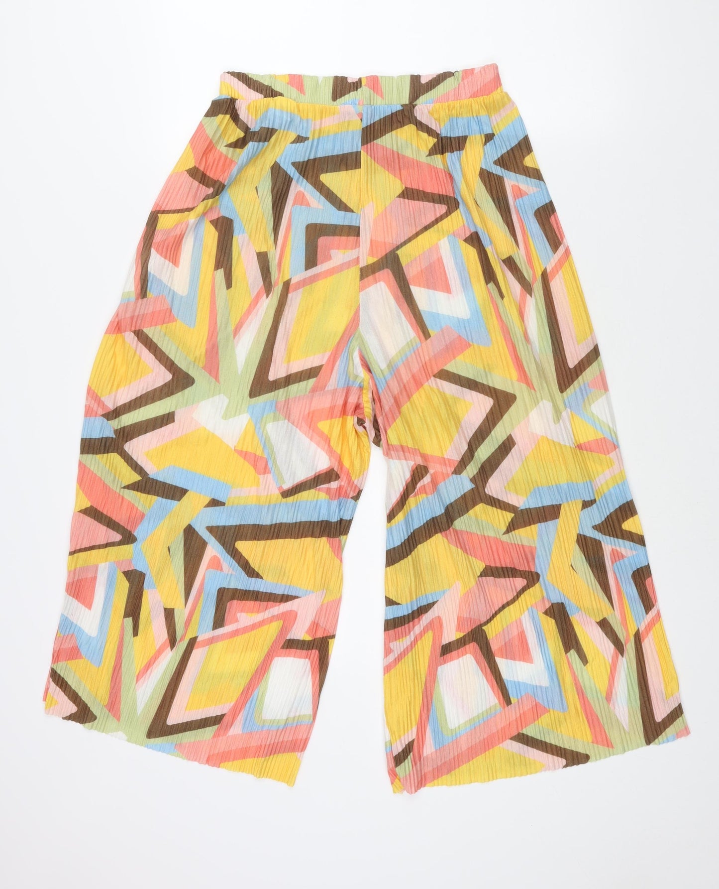 Zara Womens Multicoloured Geometric Polyester Cropped Trousers Size M L20 in Regular