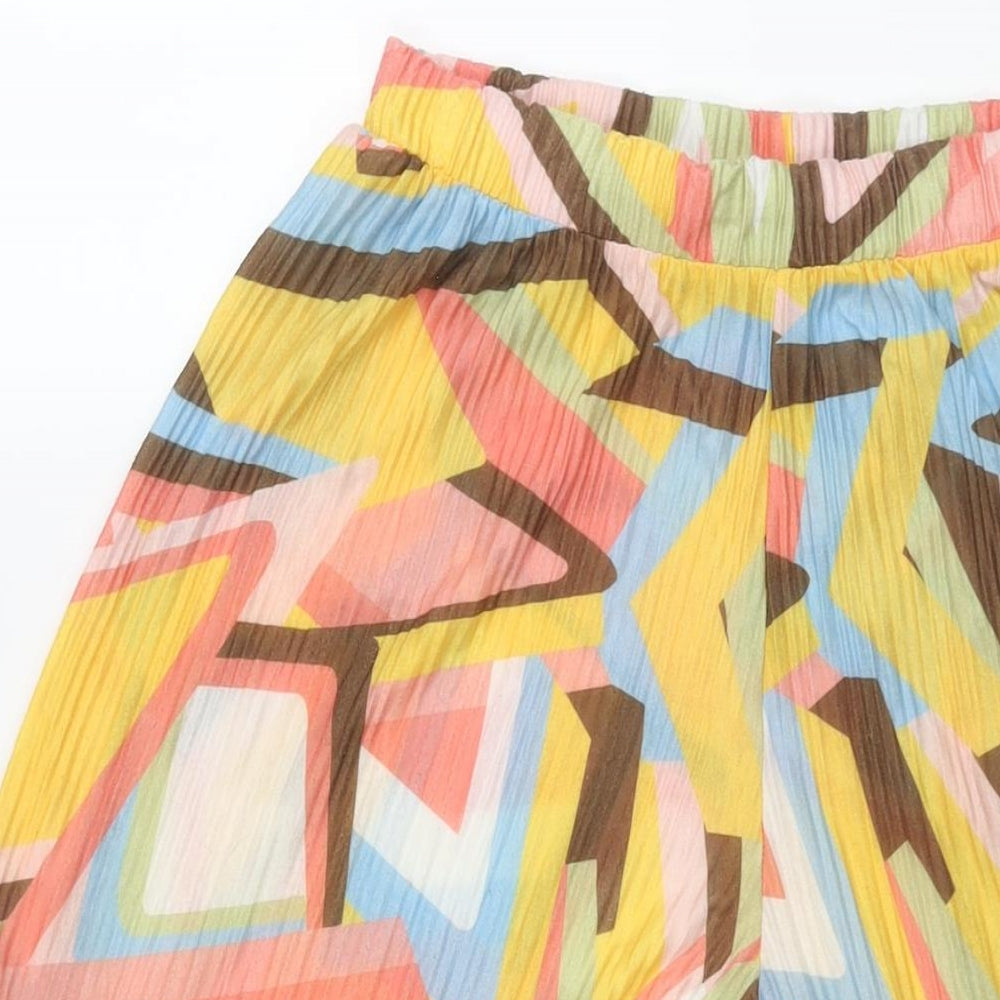 Zara Womens Multicoloured Geometric Polyester Cropped Trousers Size M L20 in Regular