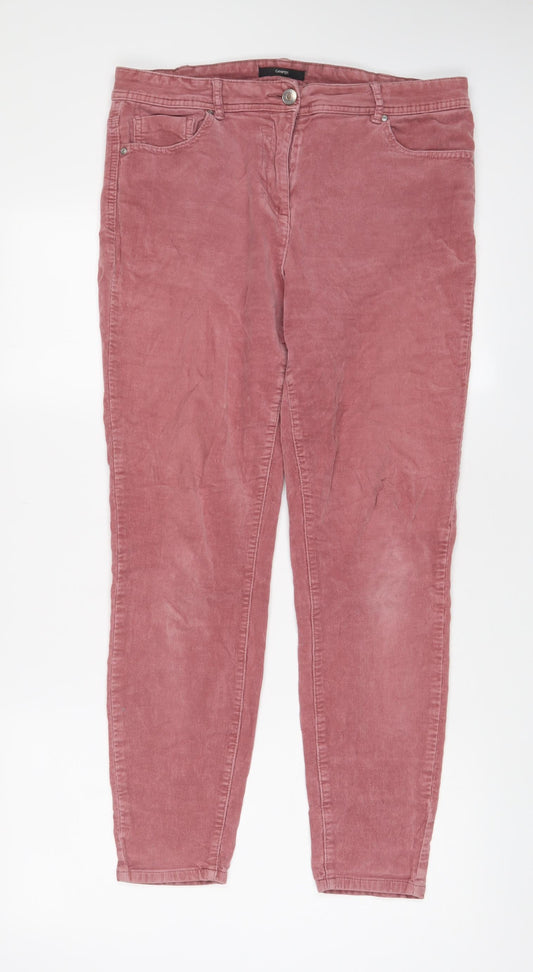 George Womens Pink Cotton Trousers Size 14 L28 in Regular Zip