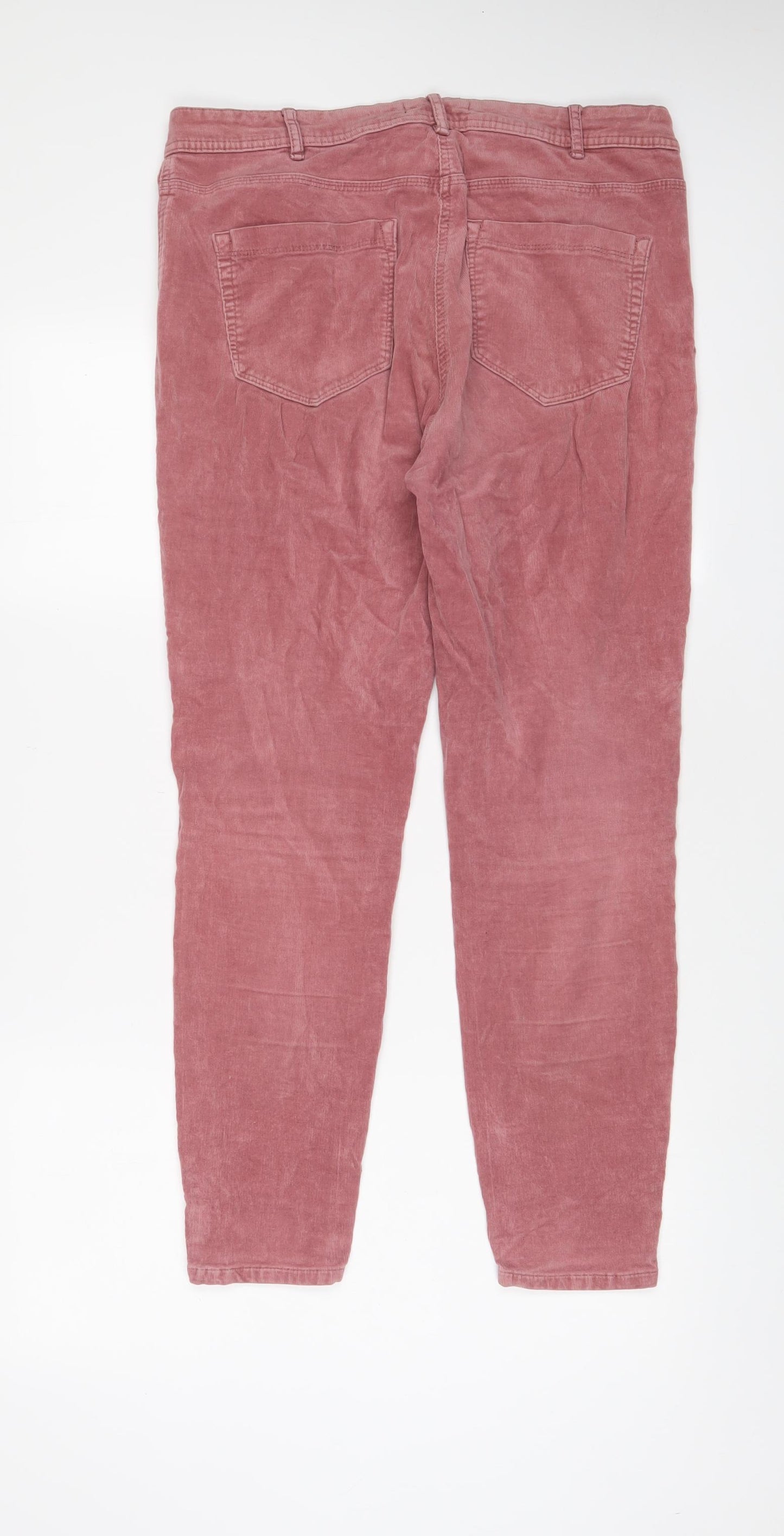 George Womens Pink Cotton Trousers Size 14 L28 in Regular Zip