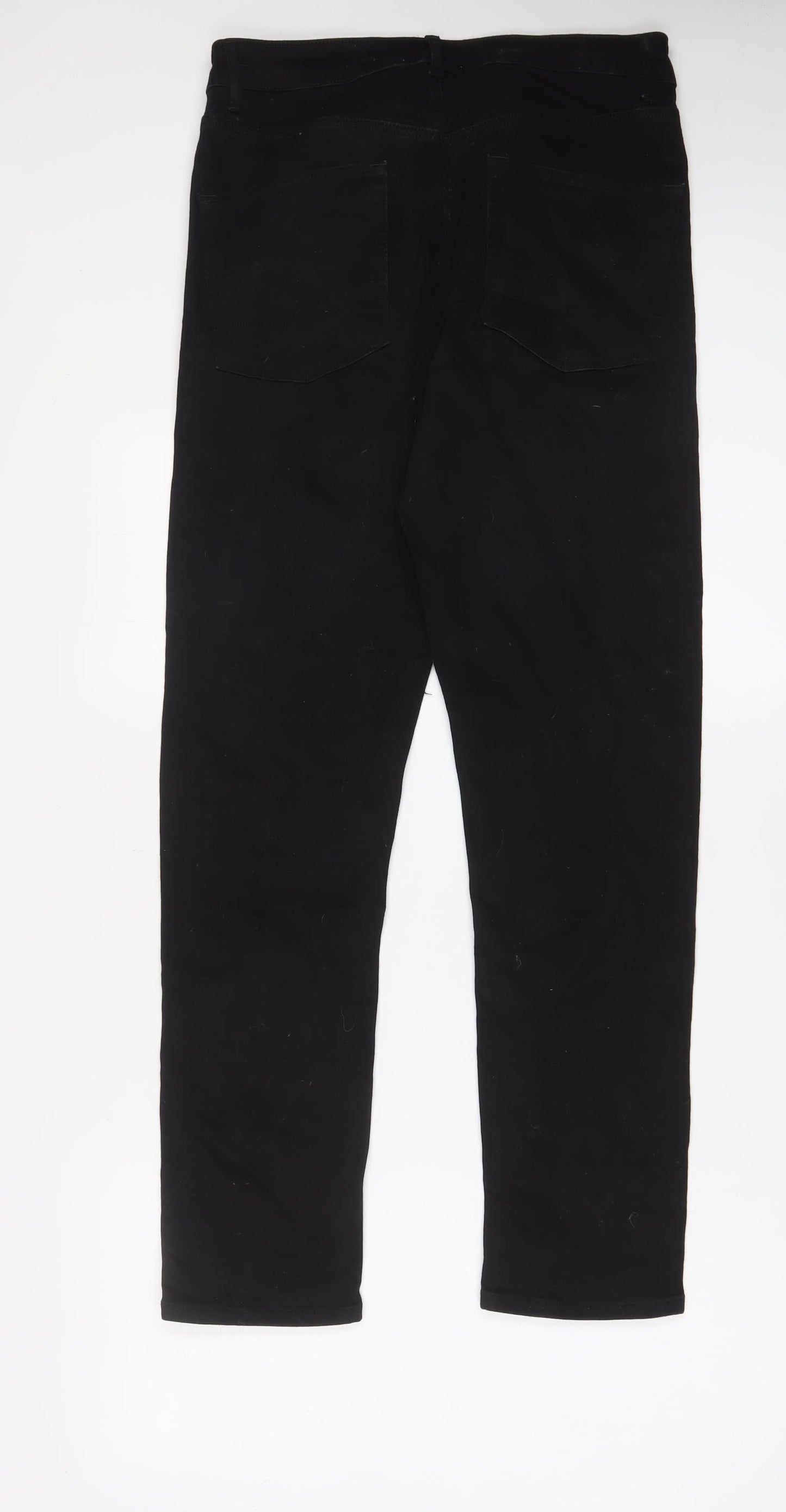 ASOS Mens Black Cotton Straight Jeans Size 30 in L32 in Regular Zip