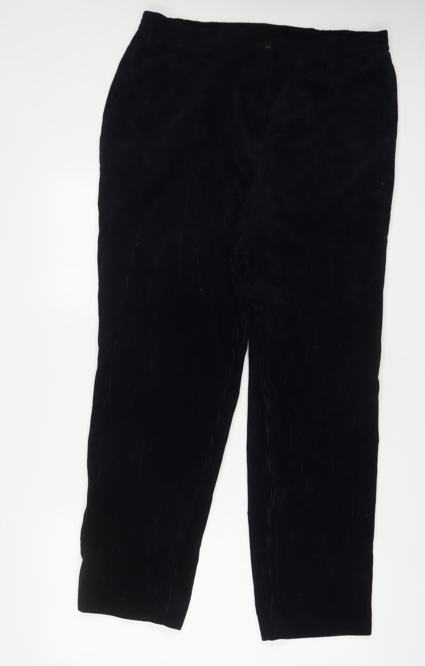 Karelia Womens Blue Cotton Trousers Size 20 L30 in Regular Zip