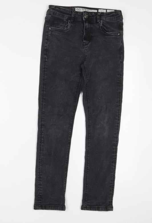 RipStop Boys Grey Cotton Skinny Jeans Size 9 Years L25 in Regular Zip - Adjustable waist, Pockets