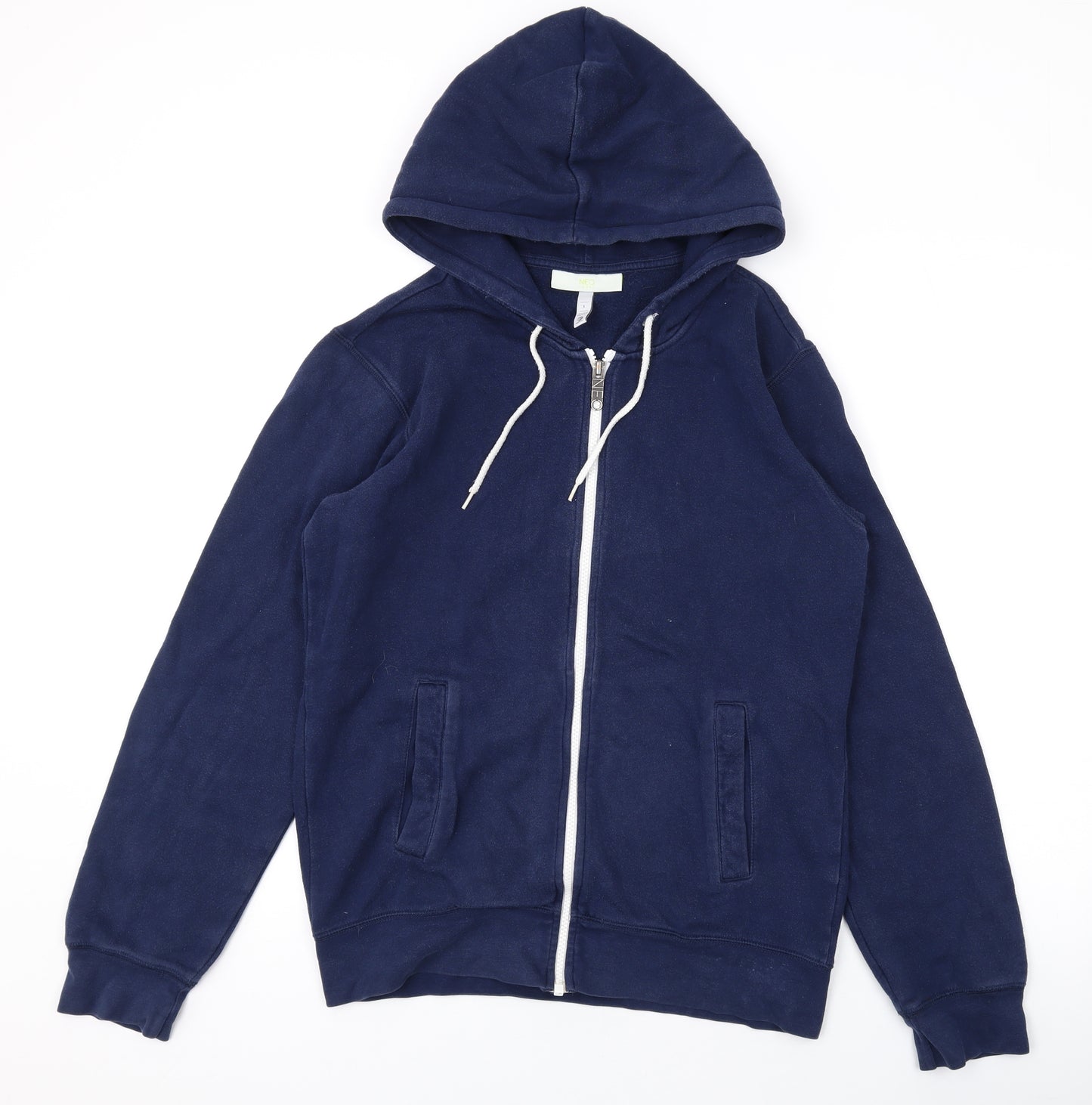 Neo Label Mens Blue Cotton Full Zip Hoodie Size S