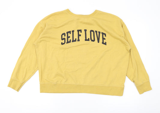 New Look Womens Yellow Cotton Pullover Sweatshirt Size M Pullover - Self Love