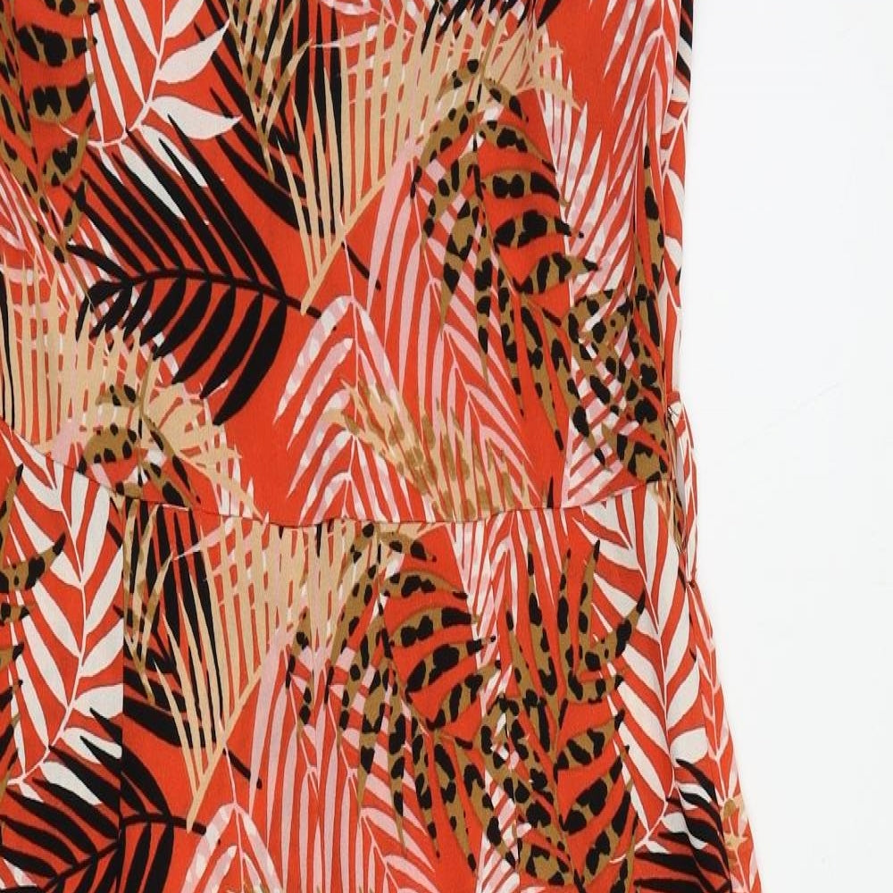 Dorothy Perkins Womens Red Geometric Polyester Jumpsuit One-Piece Size 12 L22 in Zip - Palm Print