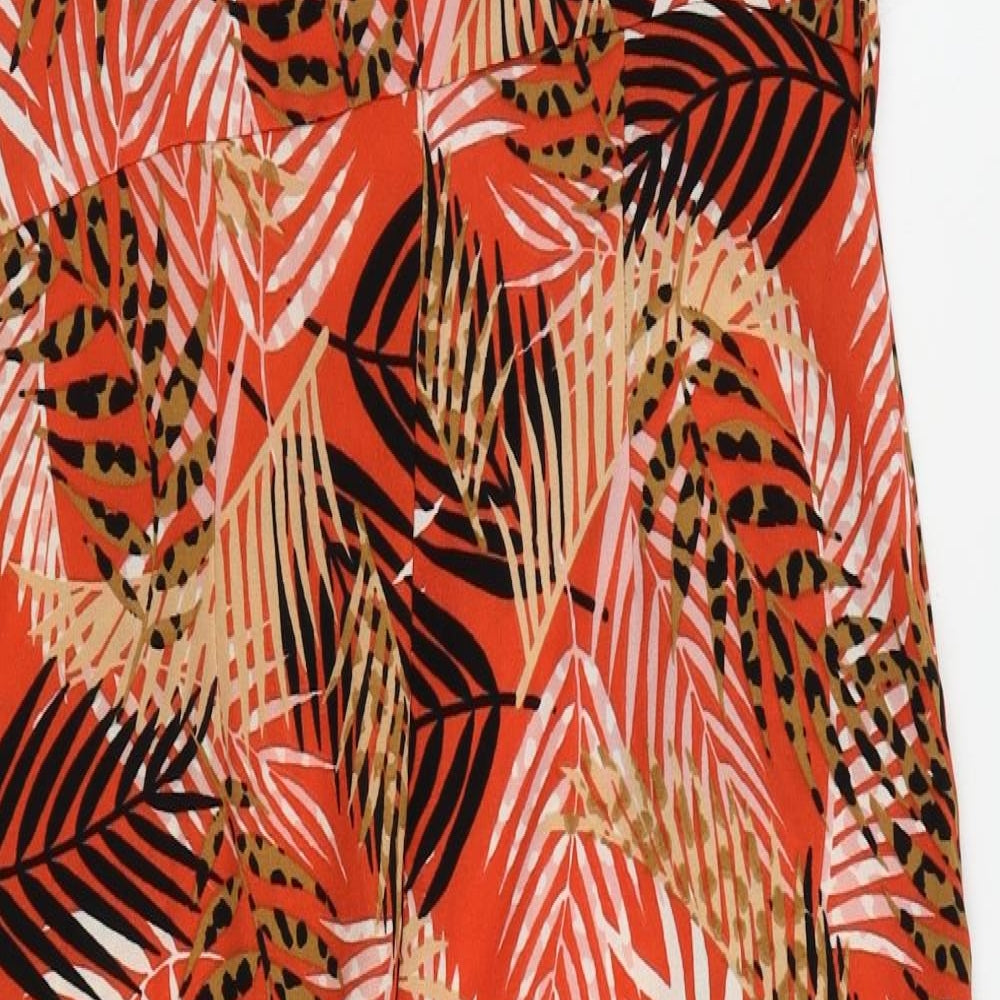 Dorothy Perkins Womens Red Geometric Polyester Jumpsuit One-Piece Size 12 L22 in Zip - Palm Print