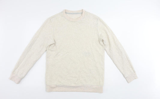 Find Mens Beige Cotton Pullover Sweatshirt Size S