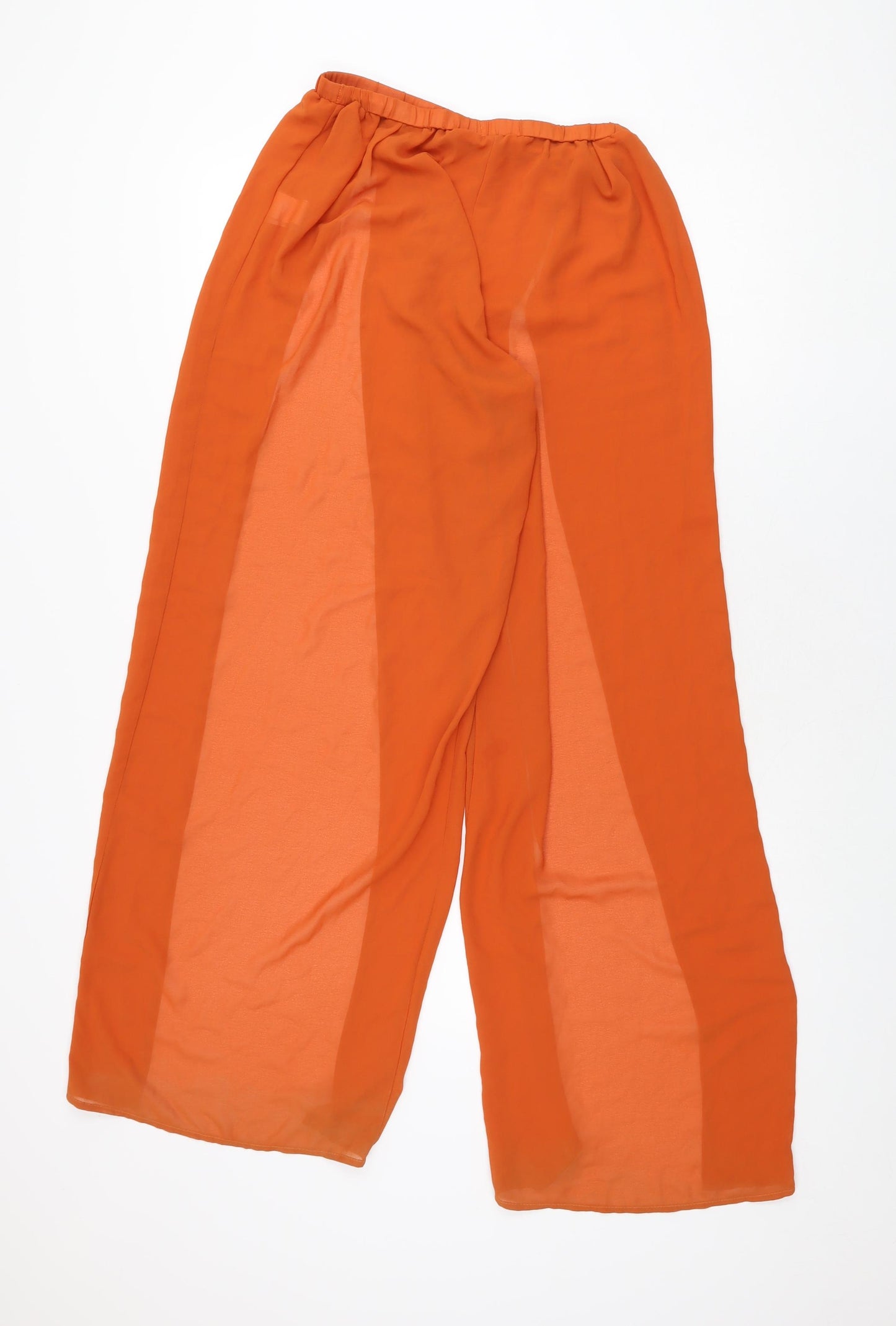 Boohoo Womens Orange Polyester Trousers Size M L31.5 in Regular