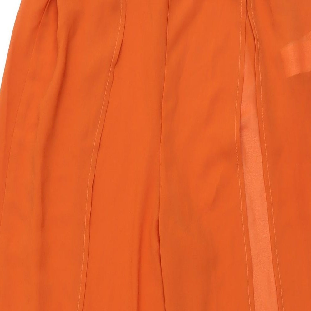 Boohoo Womens Orange Polyester Trousers Size M L31.5 in Regular