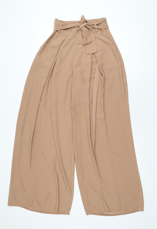 Missguided Womens Beige Polyester Trousers Size 8 L31 in Regular Zip