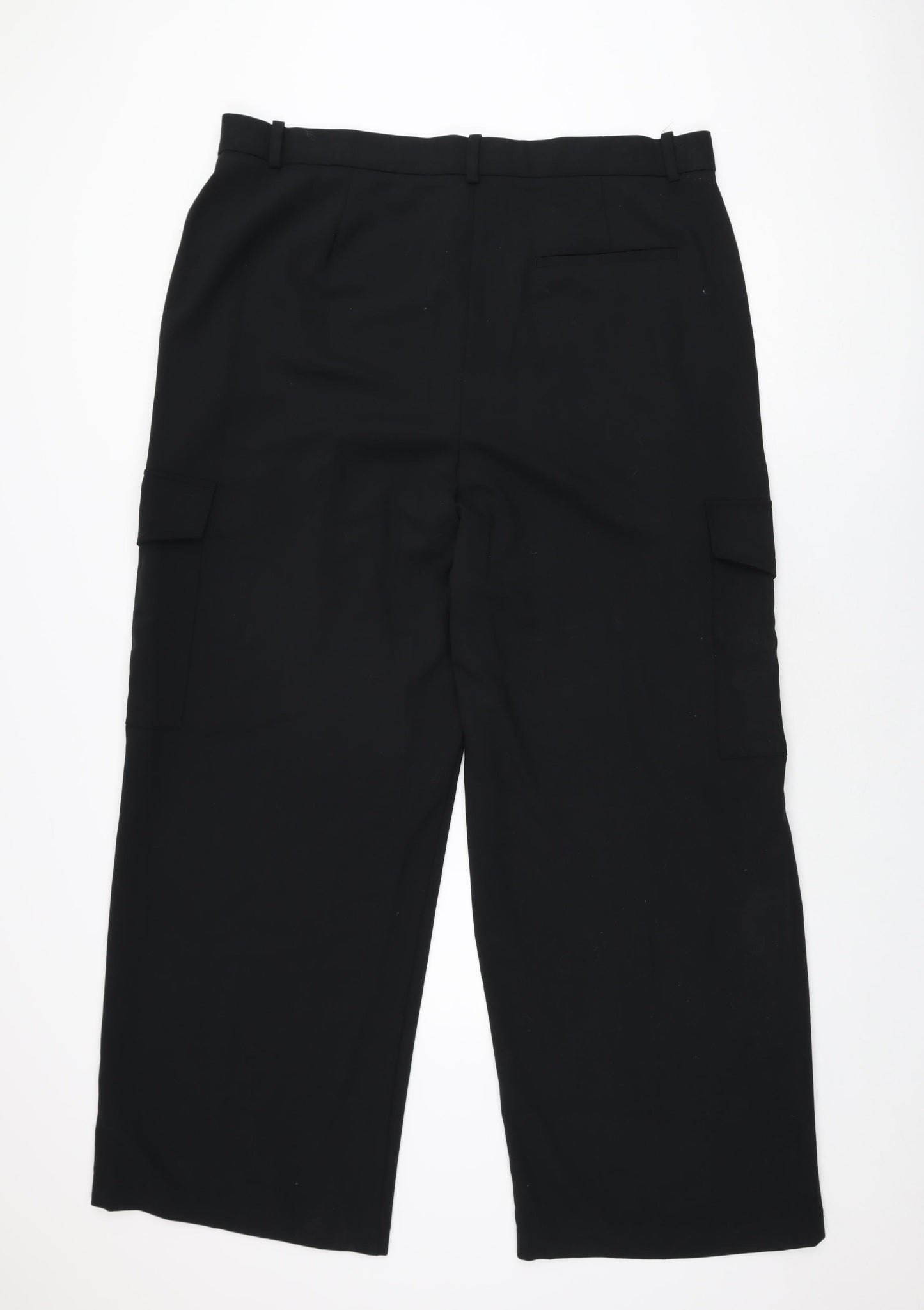 Marks and Spencer Womens Black Polyester Trousers Size 20 L32 in Regular Zip