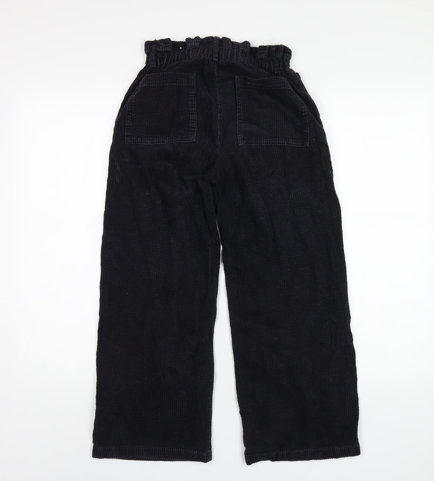 Zara Girls Black Cotton Dress Pants Trousers Size 11-12 Years L25 in Regular Zip - Paperbag Waist