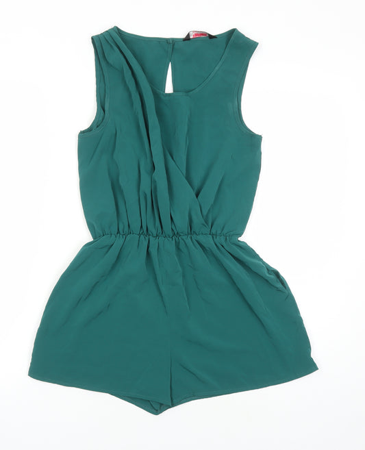 Miss Selfridge Womens Green Polyester Playsuit One-Piece Size 8 L3 in Button