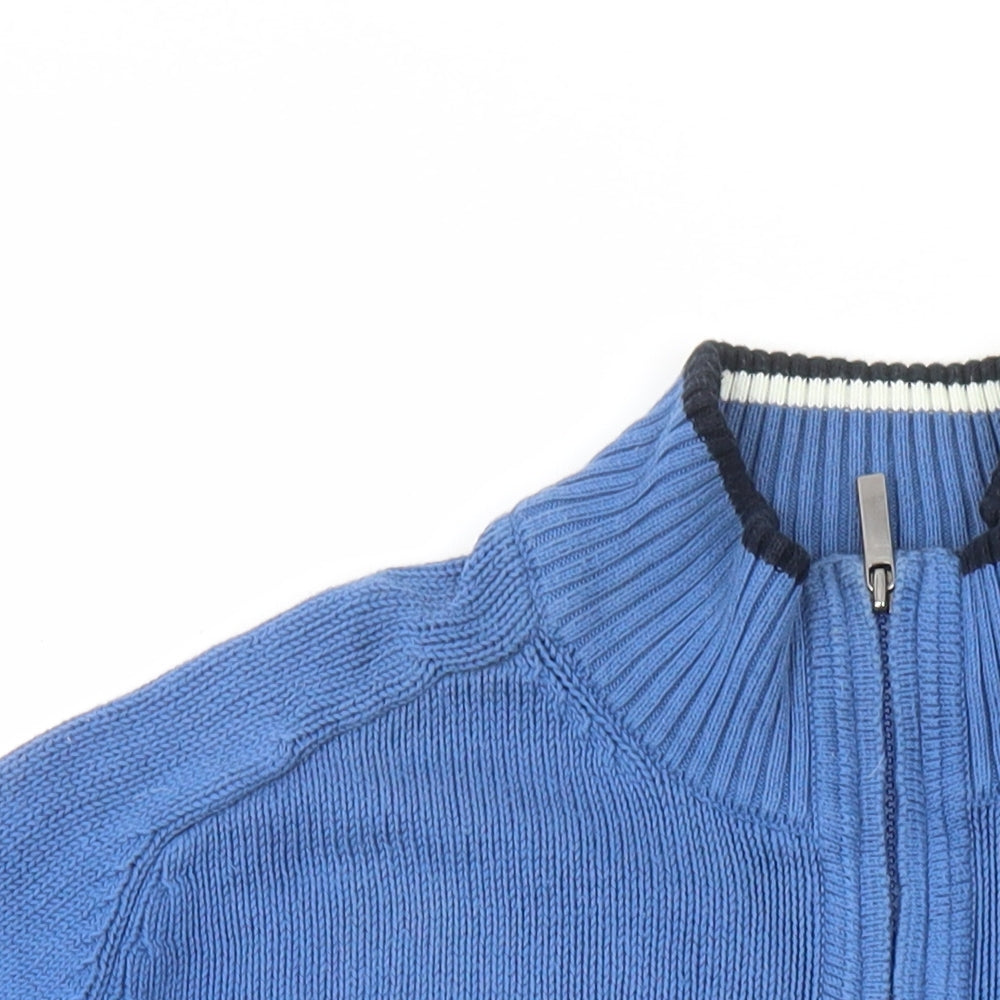 Burberry Mens Blue Round Neck Cotton Full Zip Jumper Size L Long Sleeve - Estimated size L