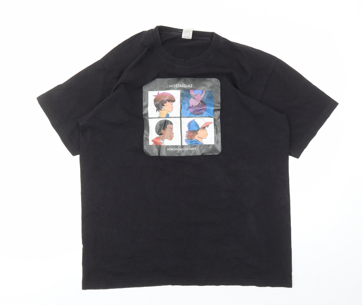 Stranger Things Mens Black Cotton T-Shirt Size L Crew Neck