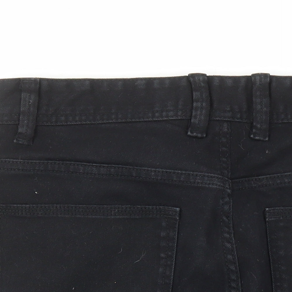 NEXT Mens Black Cotton Biker Shorts Size 32 in L12 in Regular Zip - Skinny Fit