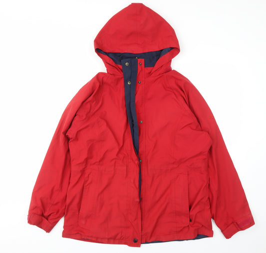 Regatta Womens Red Rain Coat Coat Size 12 Zip - Hooded Pockets