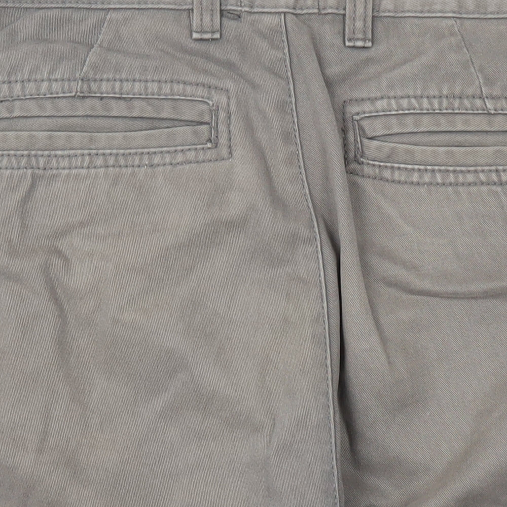 Drtuct Mens Grey Cotton Biker Shorts Size 32 in L9 in Regular Zip - Pockets