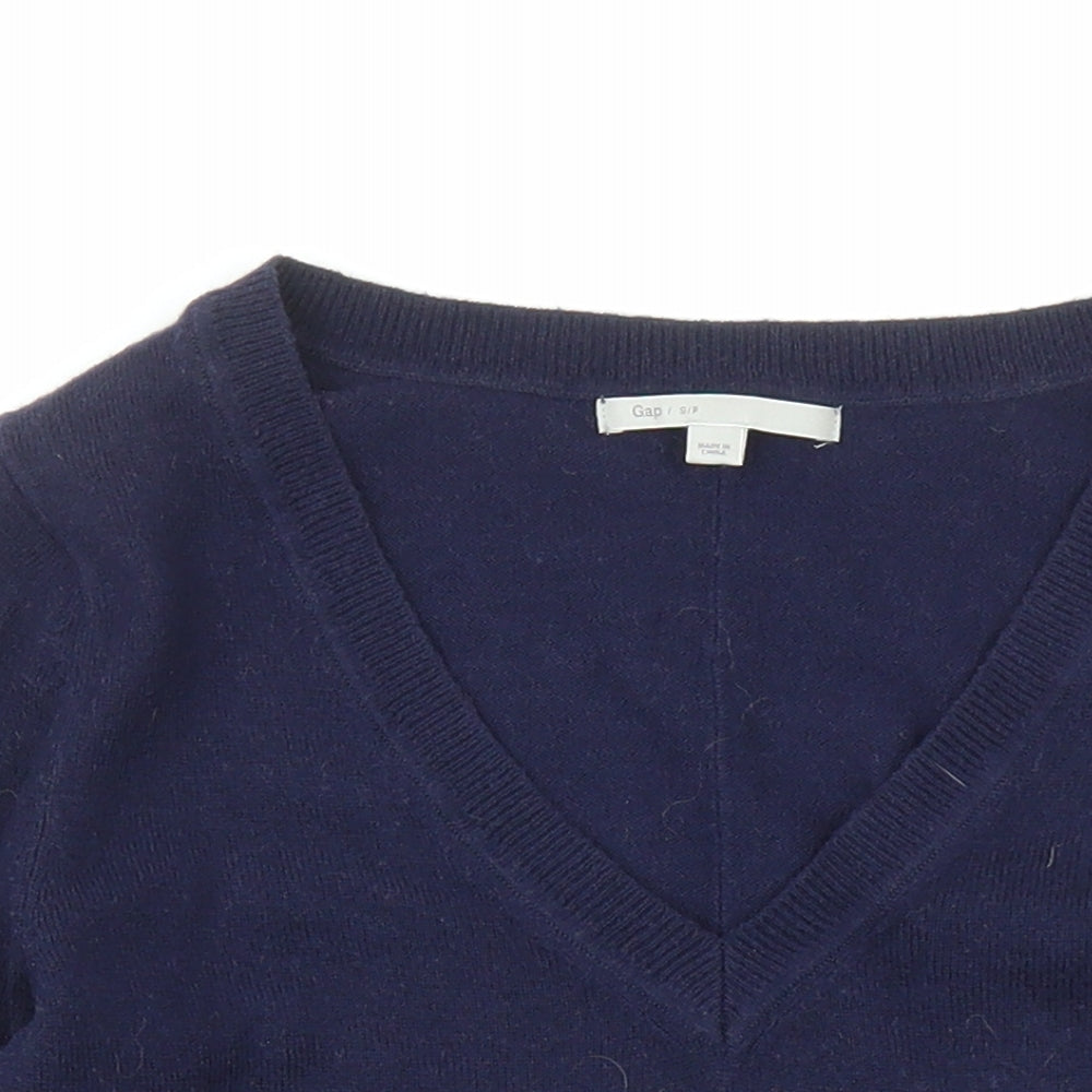 Gap Womens Blue V-Neck Nylon Pullover Jumper Size S