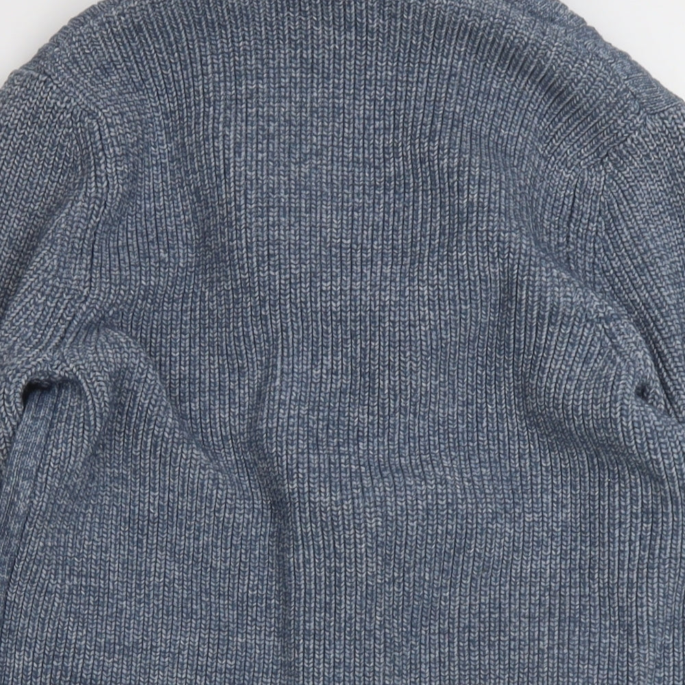 Marks and Spencer Mens Blue V-Neck Polyester Cardigan Jumper Size M Long Sleeve